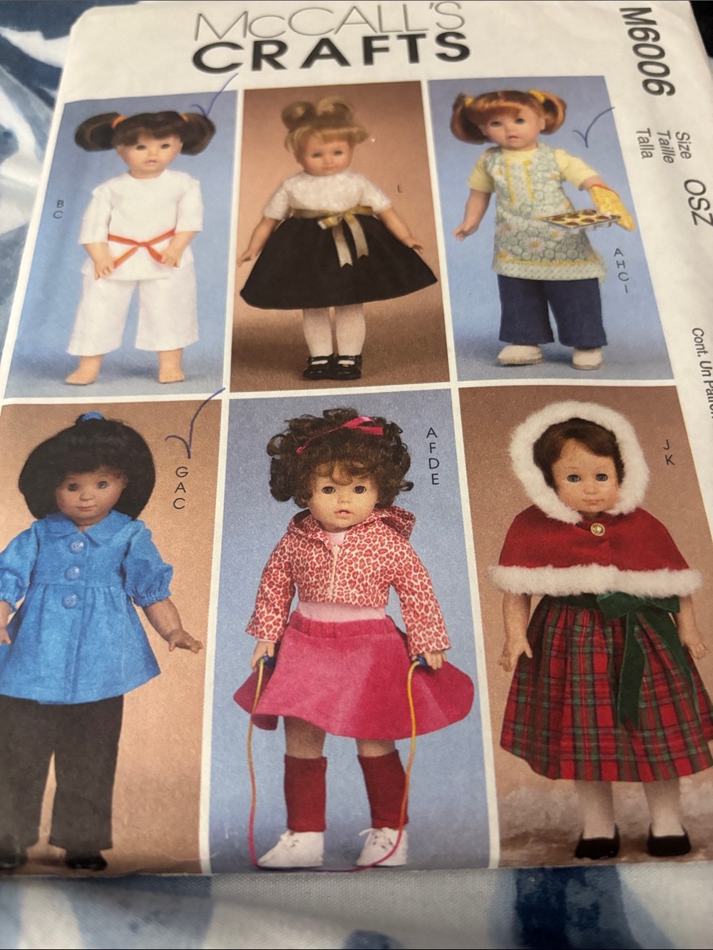 McCall's Crafts M6006 sewing pattern for 18-inch doll clothes